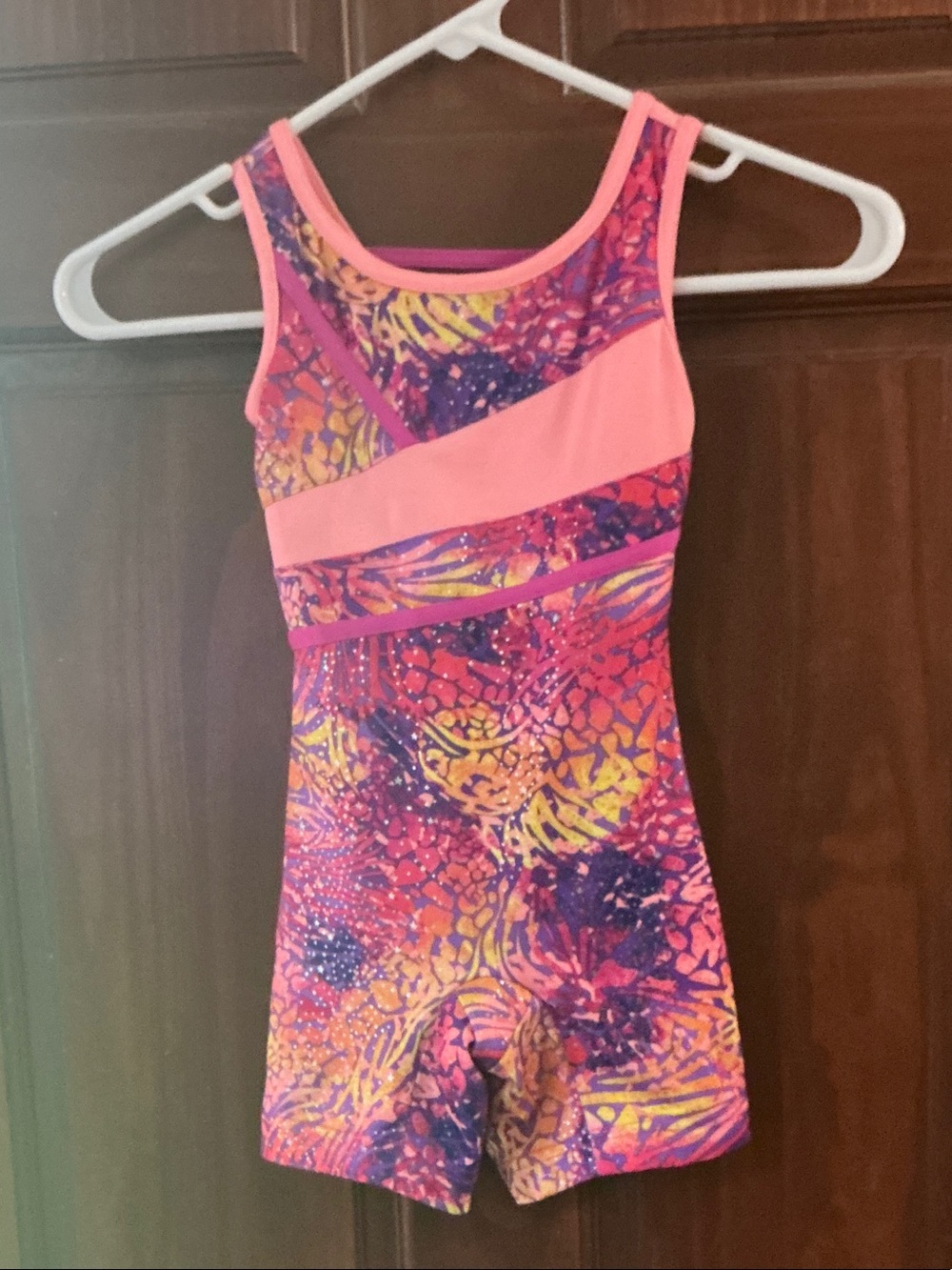 Girls Pink Multi-Color Performance One-Piece Leotard